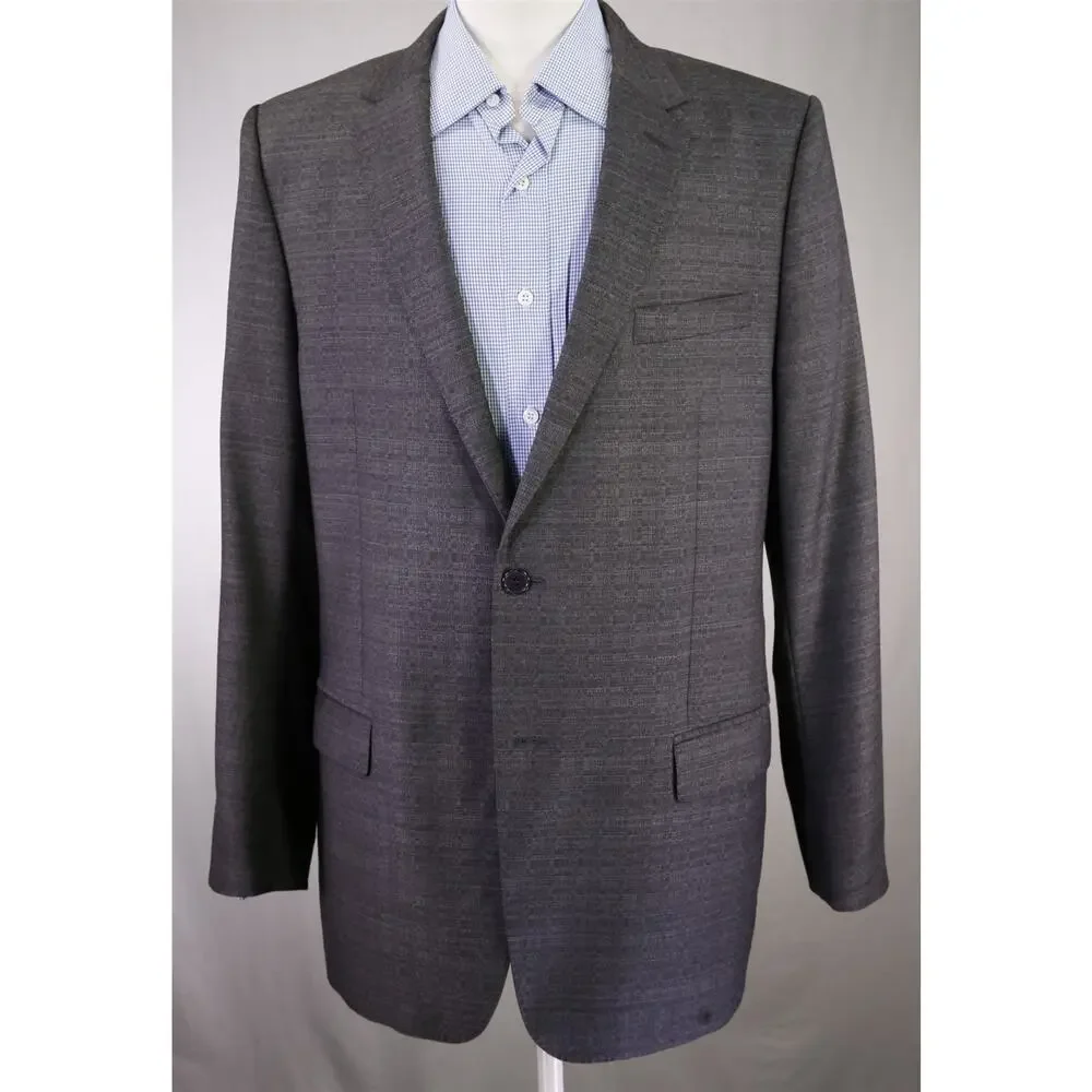 Versace Collection Recent Gray Check Wool Viscose 2Btn Slim Sportcoat Blazer 42L